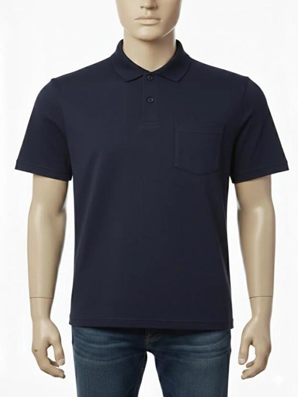 Yazlık Polo Yaka Penye Tshirt %100 Pamuklu Sol Göğüs Cepli